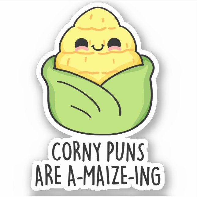 Pegatina Corny Puns es un divertido arándano de maíz para e (Anverso)