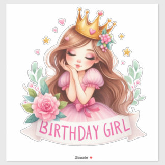 Pegatina Corona de cumpleaños de princesa
