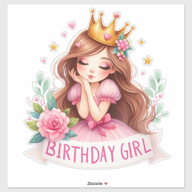 Pegatina Corona de cumpleaños de princesa (Hoja)