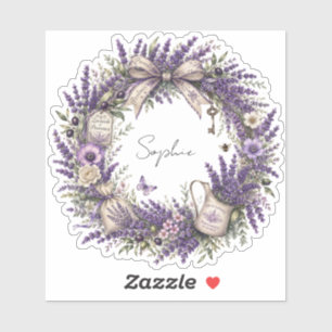 Pegatina corona de lavanda personalizada de Provenza vintag