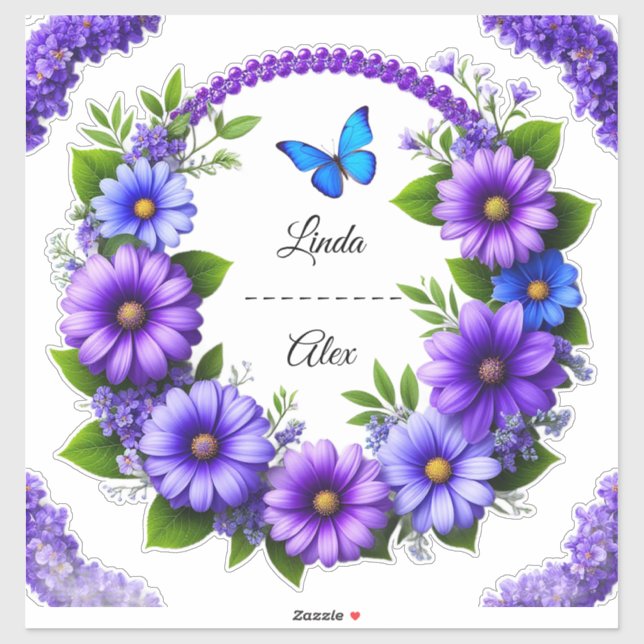 Pegatina Corona Floral de Boda (Hoja)