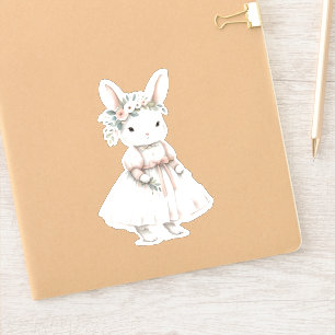 Pegatina Corona floral de conejo personalizada