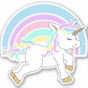 Pegatina Corta Personalizado Unicornio con arcoiris - besad