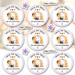 Pegatina Corte de besos de Chica de Halloween o nombre de t