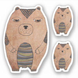 Pegatina Corte de Ilustracion de oso pardo Personalizado li