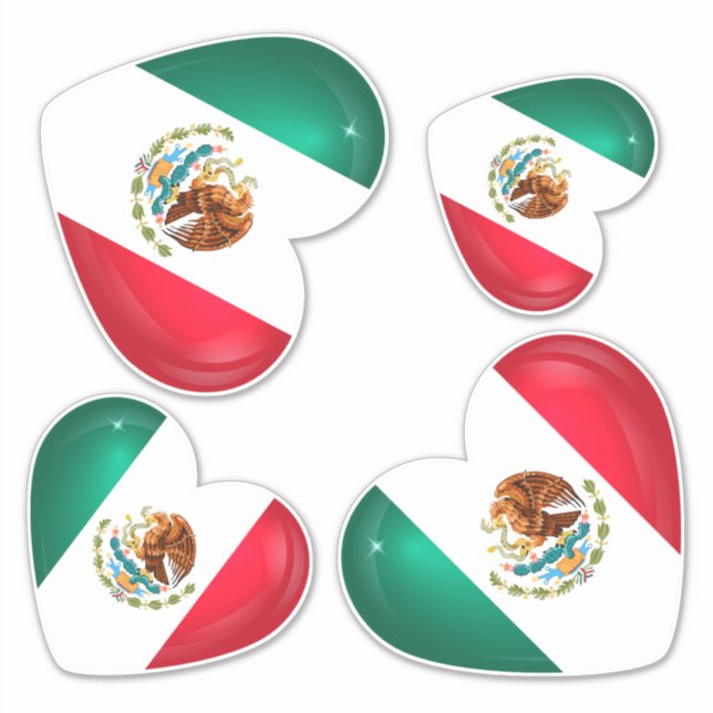 Pegatina Corte del corazón de la bandera de México (Anverso)