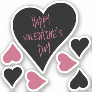 Pegatina Cortos "Feliz Día de San Valentín" Corazones negro