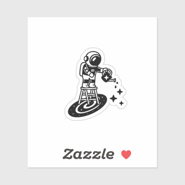 Pegatina Cosmic Rain – Astronaut Watering Stars Sticker  (Hoja)