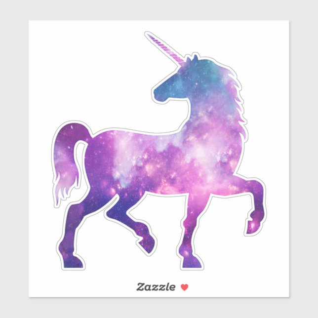 Pegatina Cósmico, acuarela, galaxia, unicornio, unicornio c (Hoja)