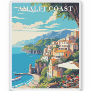 Pegatina Costa Amalfitana Italia Estilo Retro de Viaje Anti