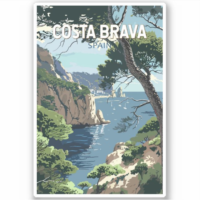 Pegatina Costa Brava España Viaje al Vintage (Anverso)