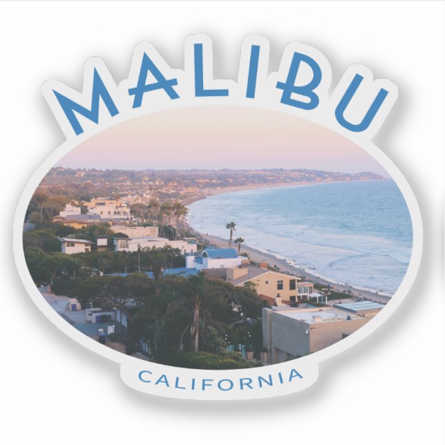 Pegatina Costa de Malibu California con foto (Anverso)