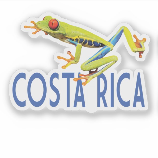 Pegatina Costa Rica con rana de los ojos rojos (Anverso)