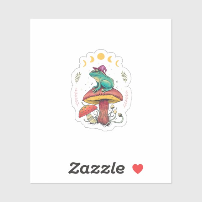 Pegatina Cottagecore Aesthetic Goblincore Frog Wizard On Mu (Hoja)