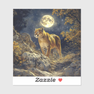 Pegatina Cougar en el arte de la vida salvaje a la luz de l