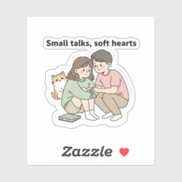 Pegatina Couple with Pet – Small Talks Soft Hearts Design, 