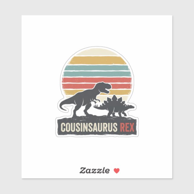 Pegatina Cousinsaurus Rex Camiseta Divertida de Dinosaurio  (Hoja)