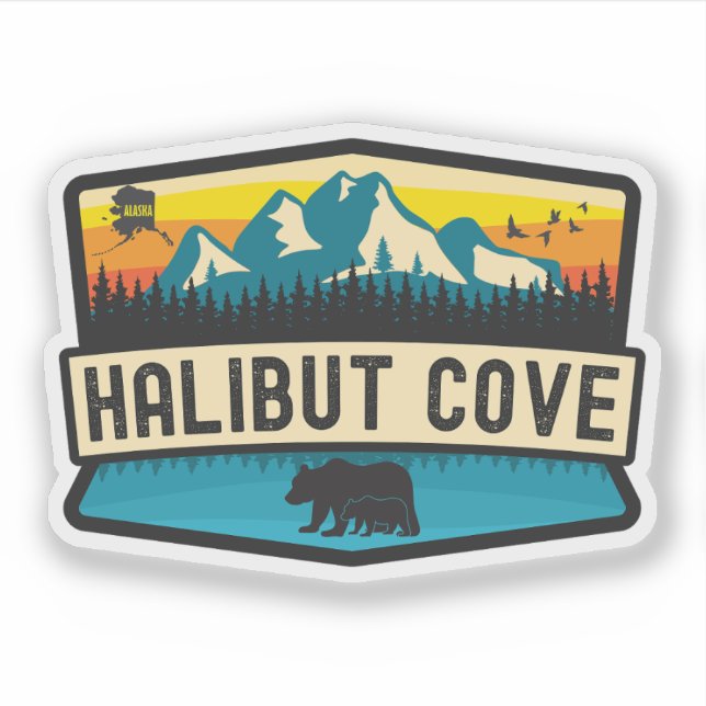 Pegatina Cove Halibut, Alaska (Anverso)