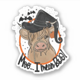 Pegatina Cow Heifer Halloween Moo me refiero a Boo