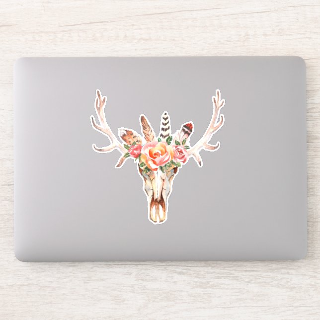 Pegatina Cow Skull Country Cottage Laptop Cutout Vinyl (Ordenador)