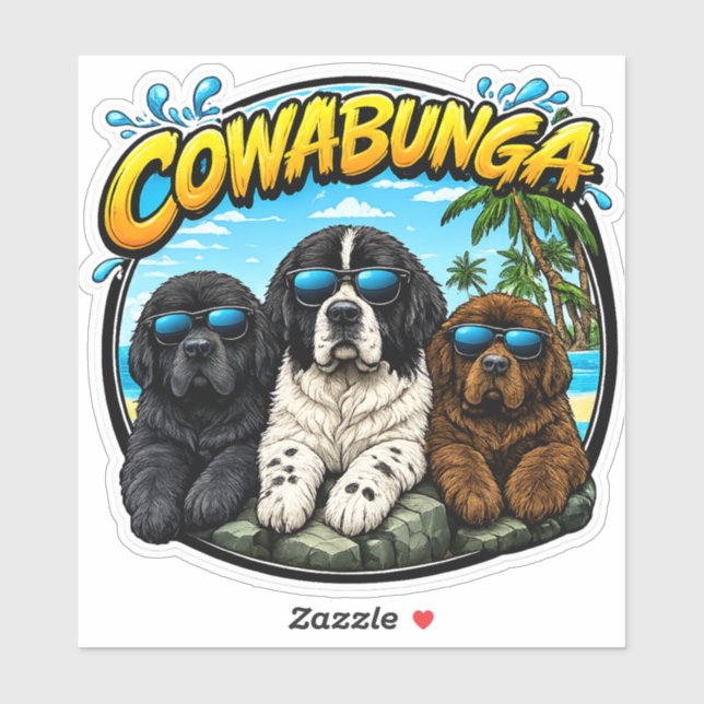 Pegatina Cowabunga Newfies  (Hoja)