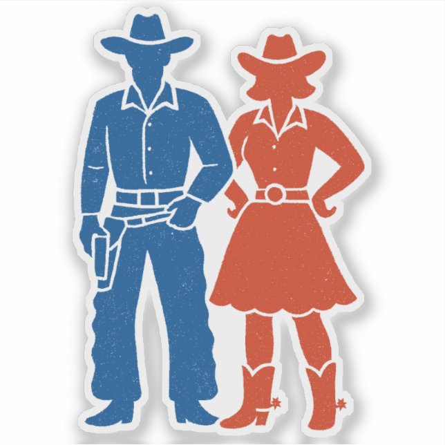 Pegatina Cowboy & Cowgirl Americana (Anverso)