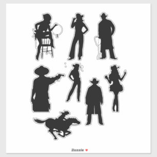 Pegatina cowboy silhouettes country arte occidental