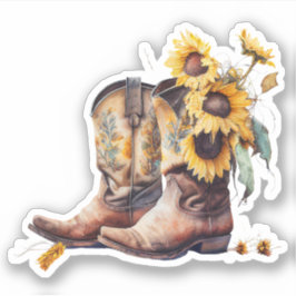 Pegatina Cowgirl Boots de girasol
