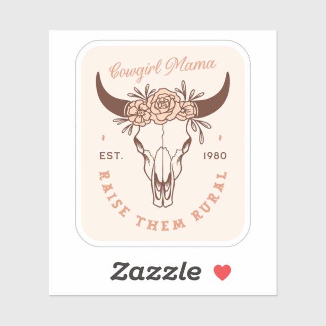 Pegatina Cowgirl country mamá hogar granja vida estética (Hoja)