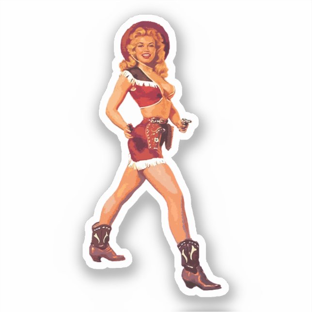 Pegatina Cowgirl Pin Up (Anverso)