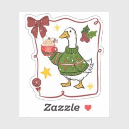 Pegatina Cozy Christmas Goose Holiday Design