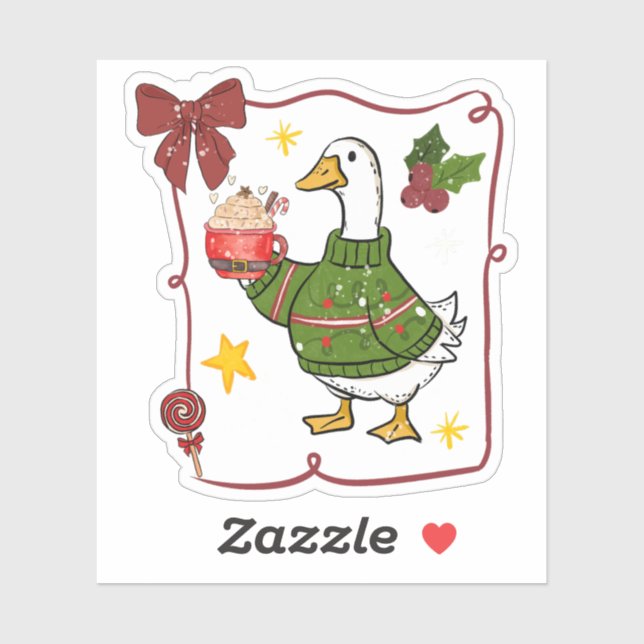 Pegatina Cozy Christmas Goose Holiday Design (Hoja)