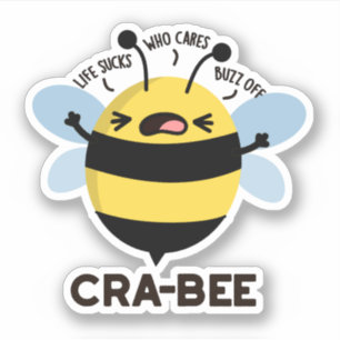 Pegatina Cra-bee Funny Crabby Bee Pun