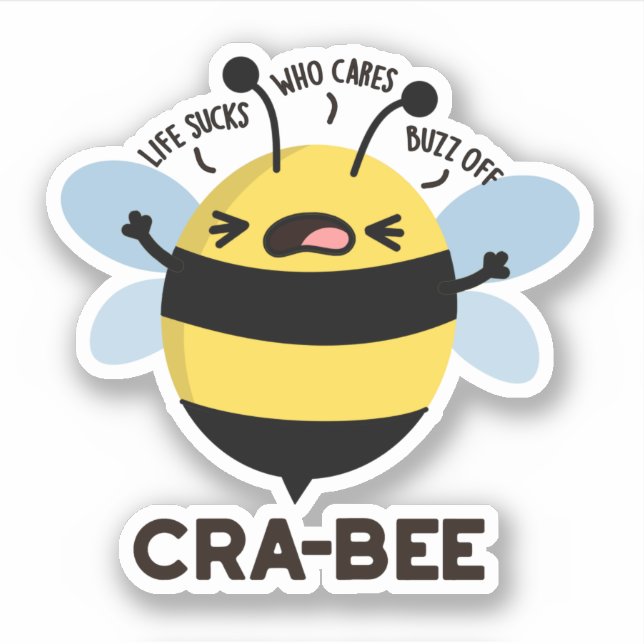 Pegatina Cra-bee Funny Crabby Bee Pun (Anverso)