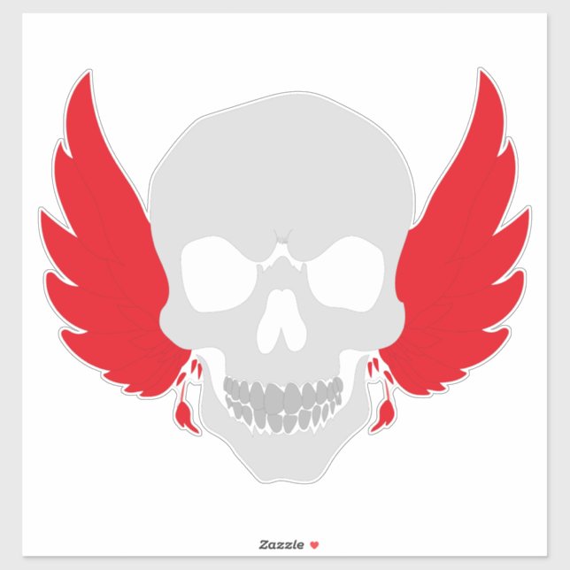 Pegatina cráneo asombroso con ala (Hoja)
