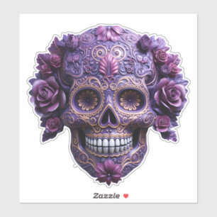 Pegatina Cráneo de azúcar morado