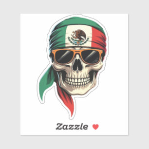 Pegatina Cráneo de Bandera Mexicana el 16 de Septiembre en 