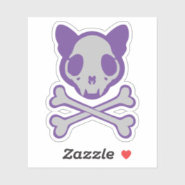 Pegatina Cráneo de gato y cruces de personalizable