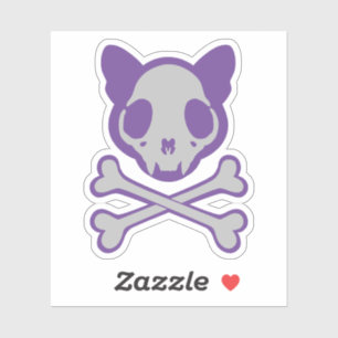 Pegatina Cráneo de gato y cruces de personalizable