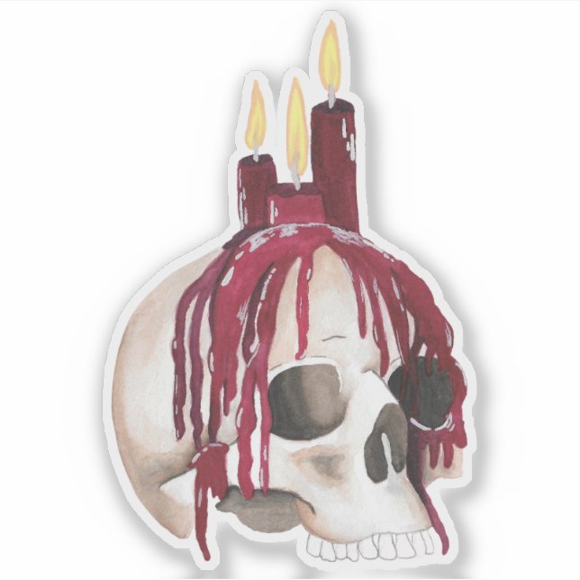 Pegatina Cráneo de goteo de cera (Anverso)
