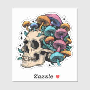 Pegatina Cráneo de hongos psicodélico de algodón