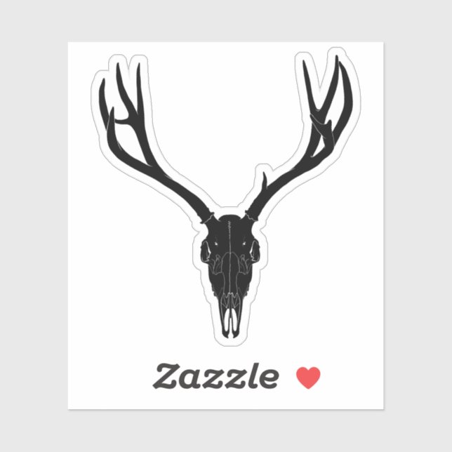 Pegatina Cráneo de venado mulo personalizable (Hoja)