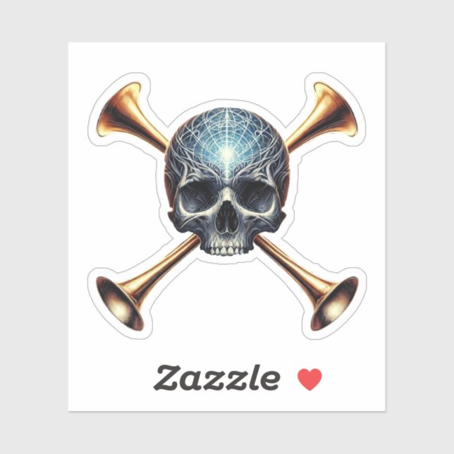 Pegatina Cráneo musical (Hoja)