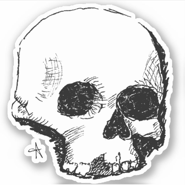 Pegatina cráneo parlanchín (Anverso)