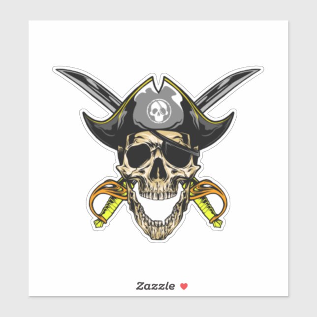 Pegatina Cráneo pirata de Jolly Roger (Hoja)