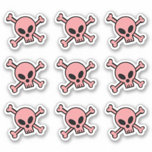Pegatina Cráneo rosado y bandera pirata