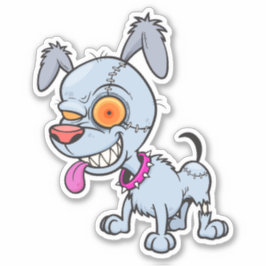 Pegatina Cranky Zombie Dog Ilustracion
