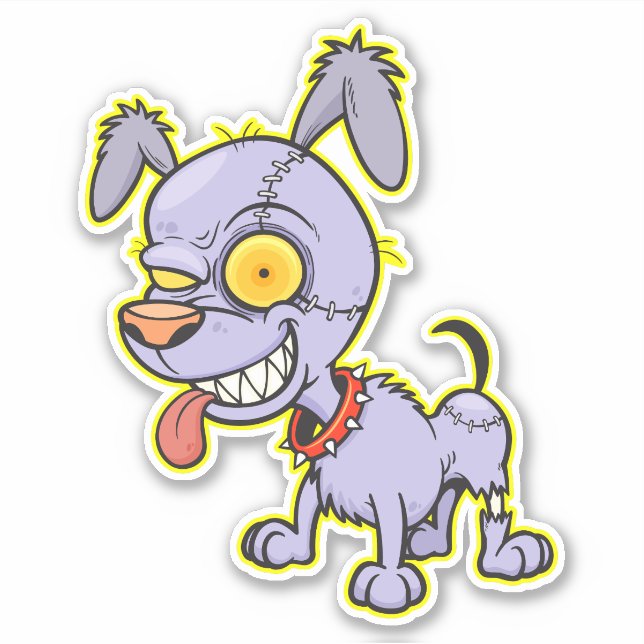 Pegatina Cranky Zombie Dog Ilustracion Art (Anverso)