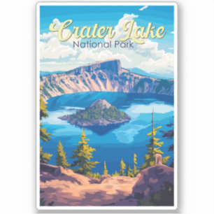 Pegatina Crater Lake National Park Ilustracion Travel Art