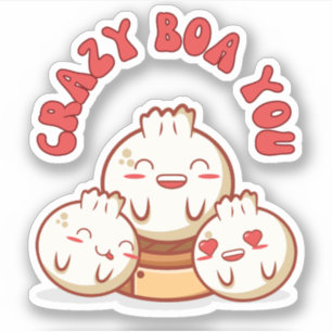 Pegatina Crazy Boa You - Cute Bao Food Pun